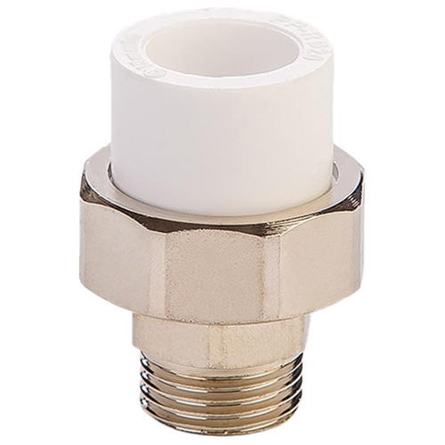 Муфта комбинированная ППР разъемная PPRC НР 20х1" Lammin наружная резьба, белая (уп. 20 шт)