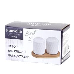 Набор для специй солонка/ перечница " " 12,5х6,5х7,5см на бамбуковой подставке