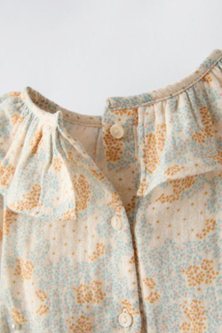 ZARA БОДИ С ЦВЕТОЧНЫМ ПРИНТОМ, БЕЖЕВЫЙ