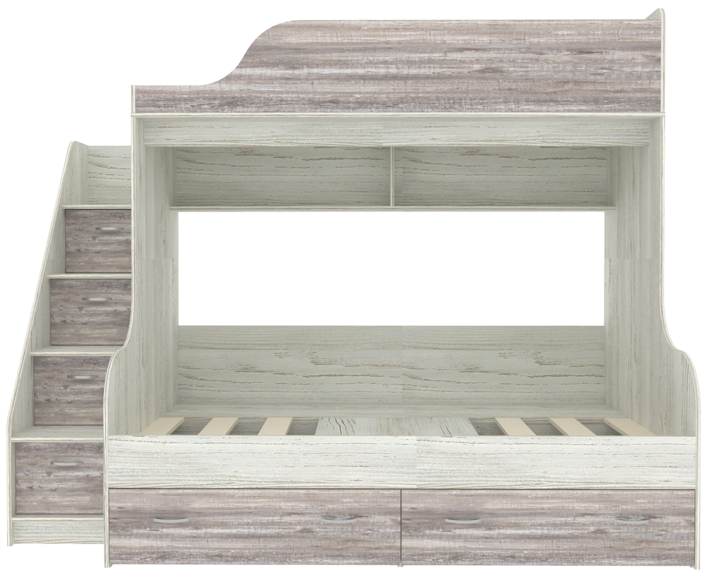 Двухъярусная кровать КарИВи Дуэт-15 с лестницей Комод КарИВиом Винтерберг Бетон