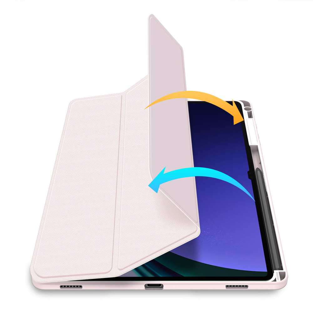 Чехол книжка розового цвета от Dux Ducis для Samsung Tab S10 Plus, S9 Plus и S9 FE Plus, серия Toby Series Case, с функцией пробуждения и сна
