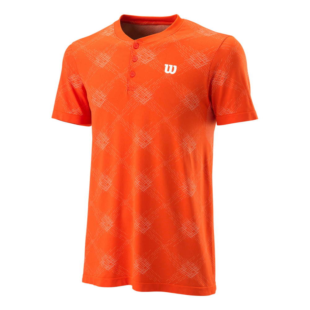 Мужское теннисное поло Wilson Power Seamless Henley III T-Shirt Men - Orange, White