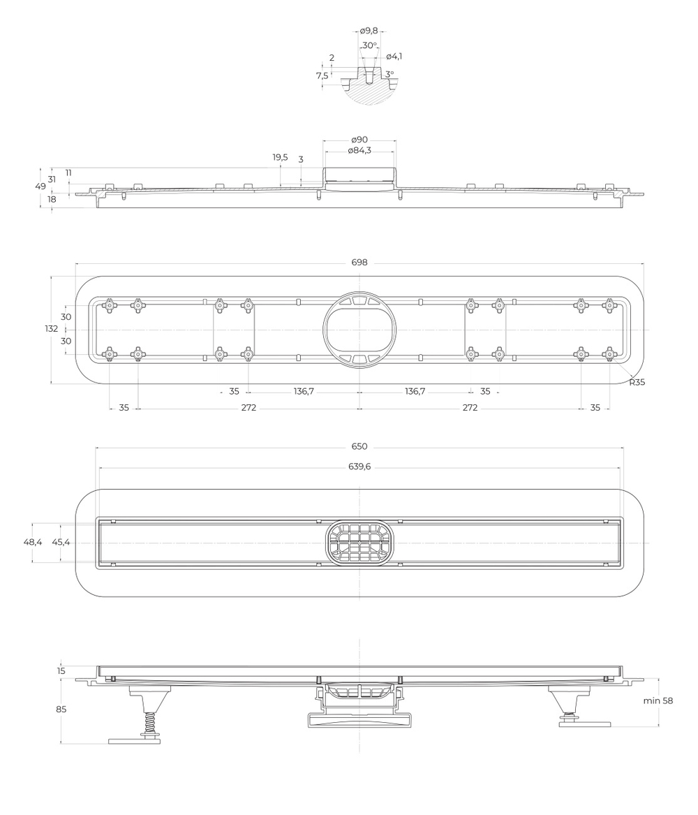 Душевой линейный трап 70 см BelBagno BB-LD-LUCE-70-BIANCO лоток белый матовый