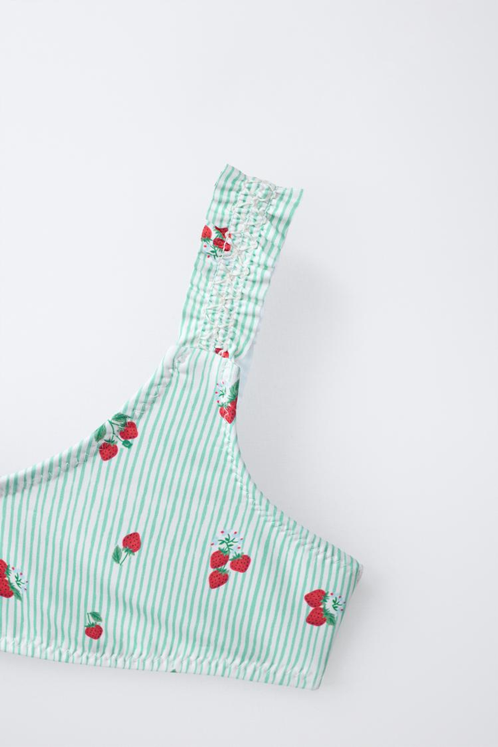 ZARA КУПАЛЬНИК В ПОЛОСКУ И С КЛУБНИКОЙ, ЗЕЛЕНЫЙ