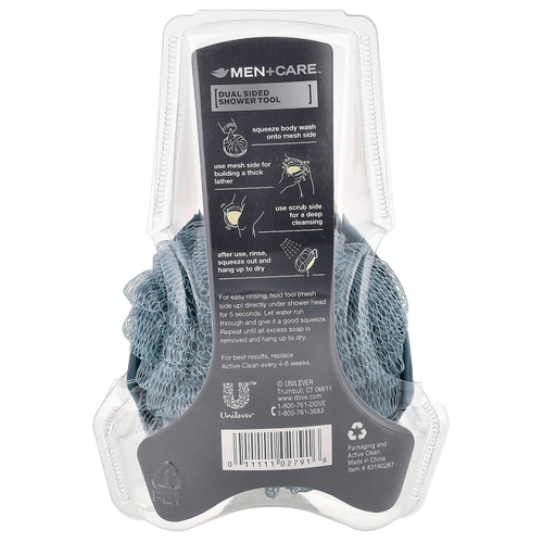 Dove, Men + Care ™, Active Clean, двустороннее средство для душа, 1 шт.