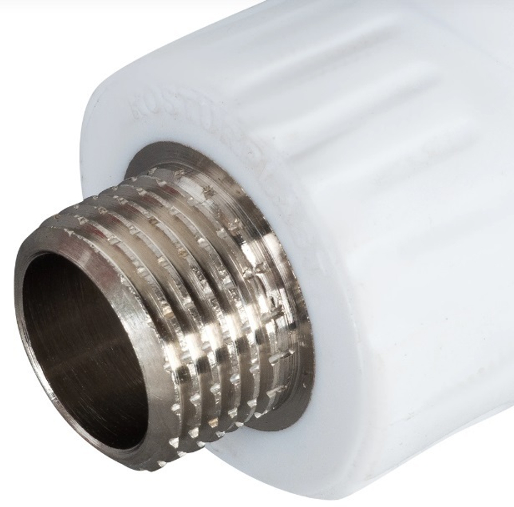 Угольник полипропиленовый комбинированный с креплением (водорозетка) PN25 20х1/2" наружная резьба