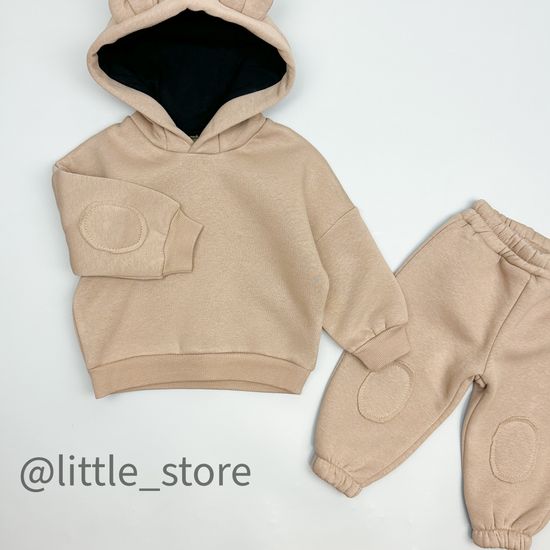 Комплект из футера с начесом "Медвежонок" песочный