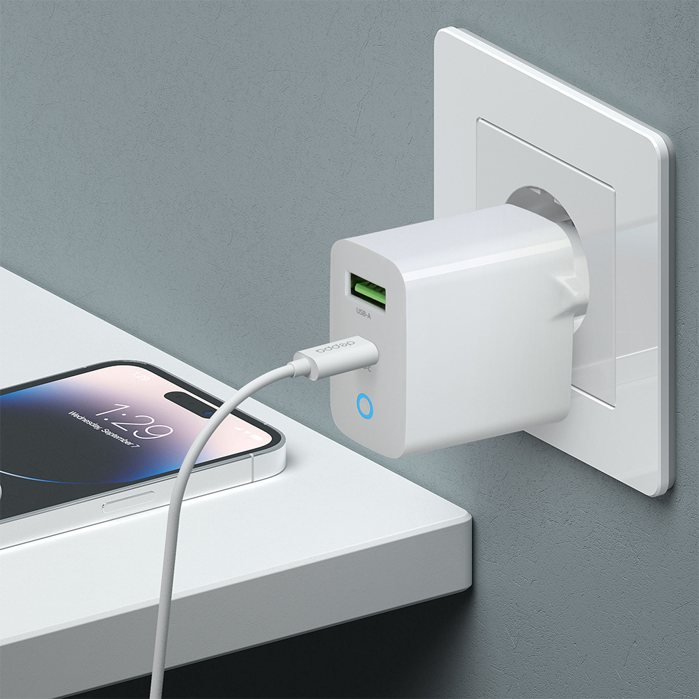 Сетевое зарядное устройство Wall Charger USB-C + USB-A, 33Вт, PD, QC, белый