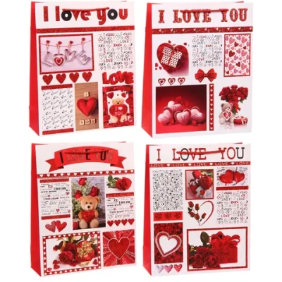 Пакет подарочный «I LOVE YOU!» 26*32*10 см, микс