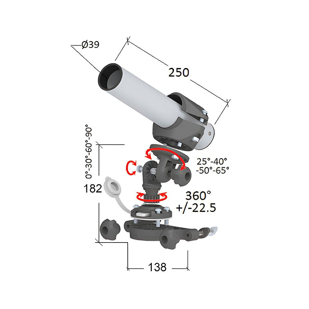 Держатель спиннинга сквозной на Т-образный профиль быстросъемный, алюминий (10269557)