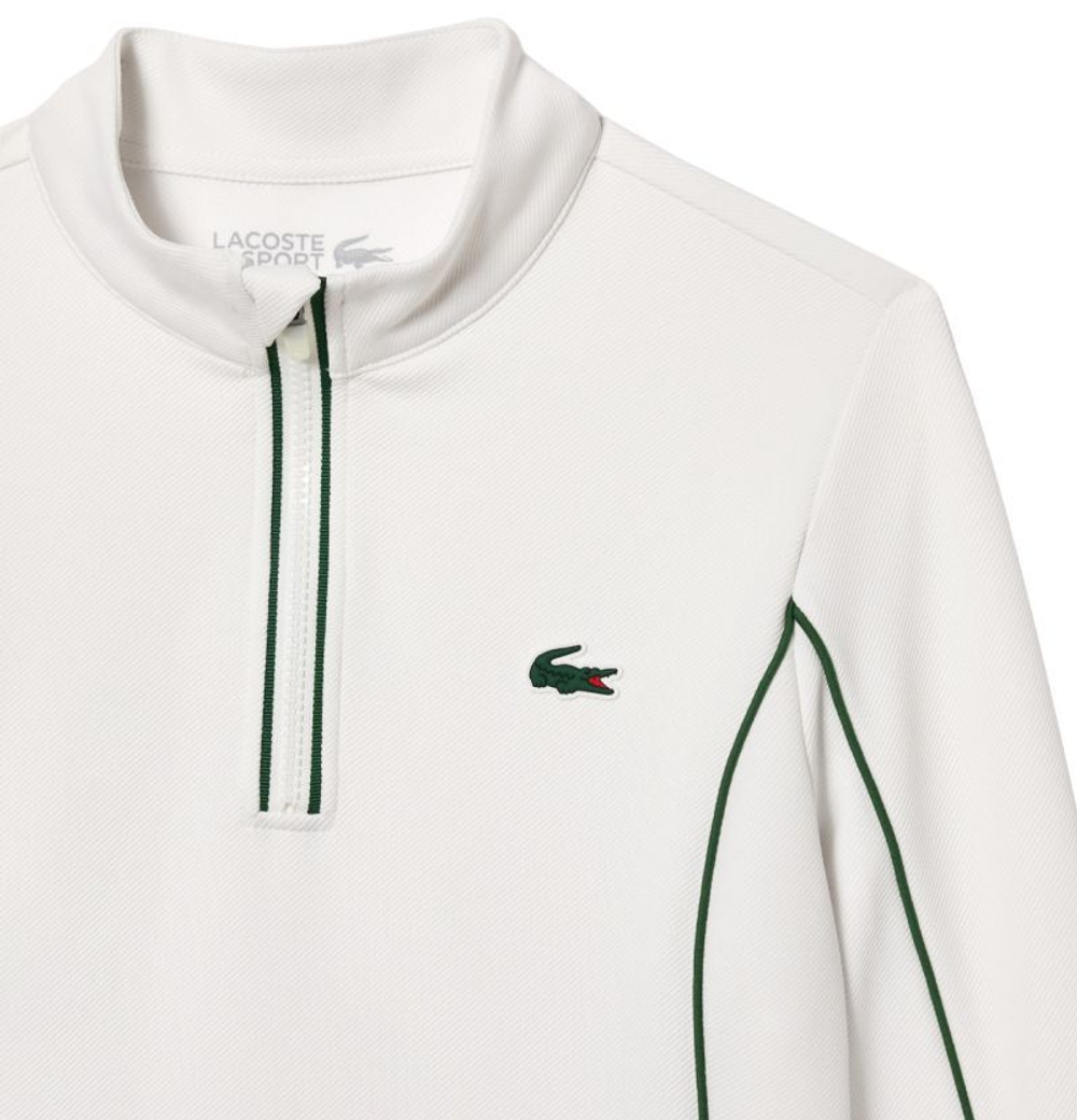 Женская теннисная куртка Lacoste Slim Fit Quarter-Zip Sweatshirt - White