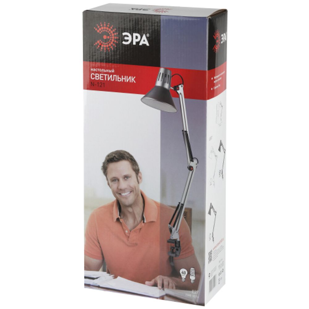 Настольный светильник ЭРА N-121-E27-40W-W на струбцине белый