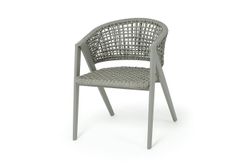 "Амстердам" стул плетеный из роупа, каркас алюминий, роуп серый круглый