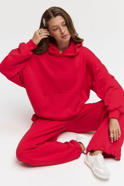 Худи свободного кроя красного цвета