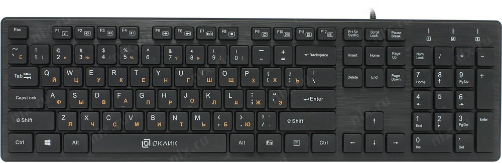 Клавиатура OKLICK Keyboard 520M2U Black &lt;USB&gt; 104КЛ  +2xUSB port  &lt;1061587&gt;