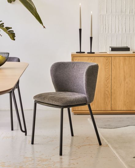 Ciselia Стул из темно-серой синели и черной стали Испания La Forma