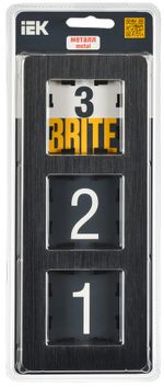 BRITE Рамка 3-местная РУ-3-1-Бр металл черный RE AL IEK