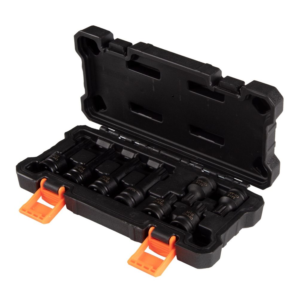 AFFIX (AF00746008C) Набор ударных торцевых насадок 1/2", Spline, M12-M18, I = 45-78 мм, кейс, 8 предметов