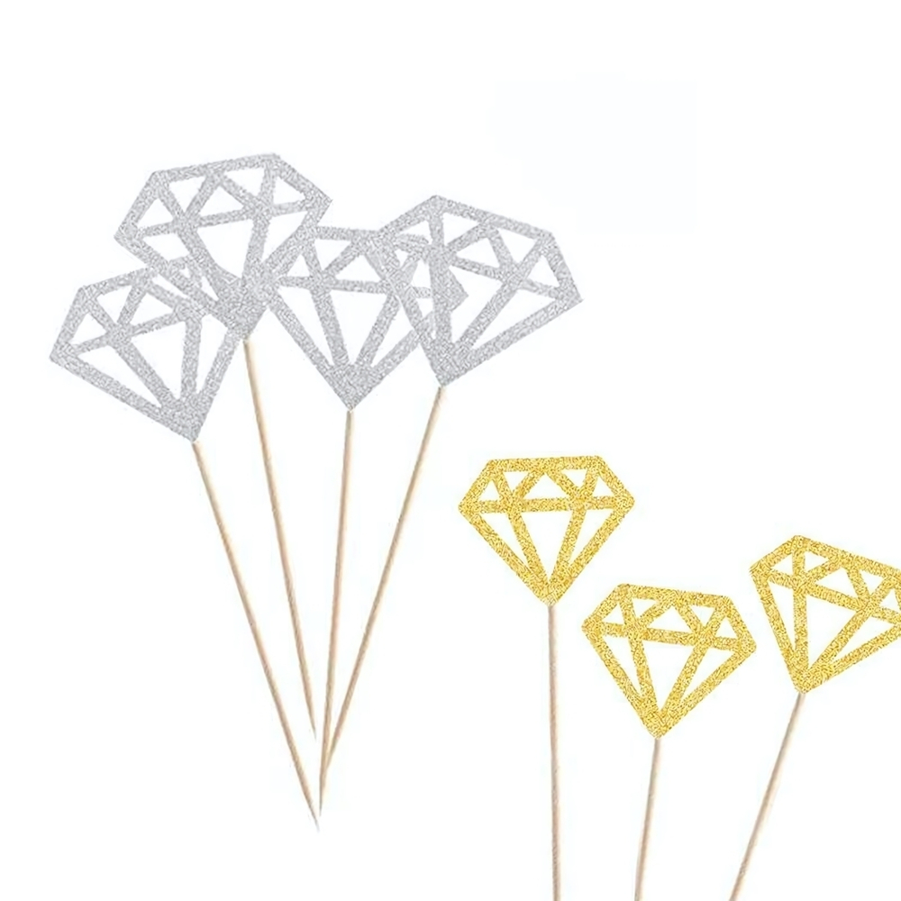 Шпажки для канапе "Бриллиант" / Золото, серебро/ набор 7 шт. /Китай