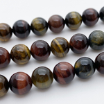 Бусины Тигровый+бычий+соколиный глаз, диаметр около 10,4-10,5 мм, цена за 18 шт (1/2 нити)