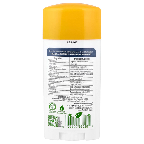 Arm & Hammer, Essentials™, дезодорант с натуральными дезодорирующими компонентами, магний, ваниль и сандаловое дерево, 71 г (2,5 унции)