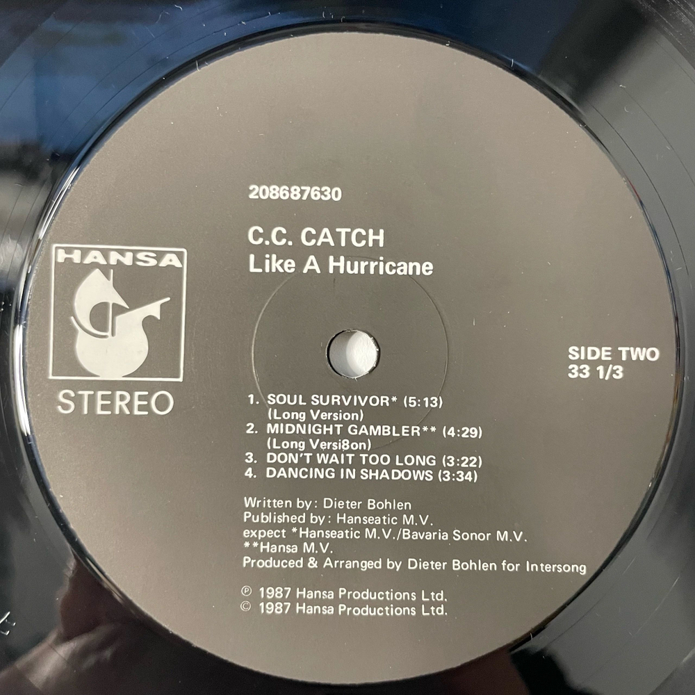 Винтажная виниловая пластинка LP C.C. Catch Like A Hurricane (Гонконг 1987)