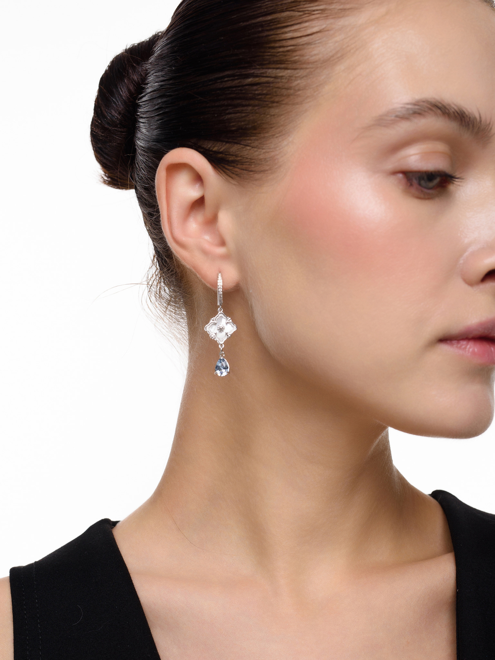 Серьги "Flower Pearl Drop Blue"