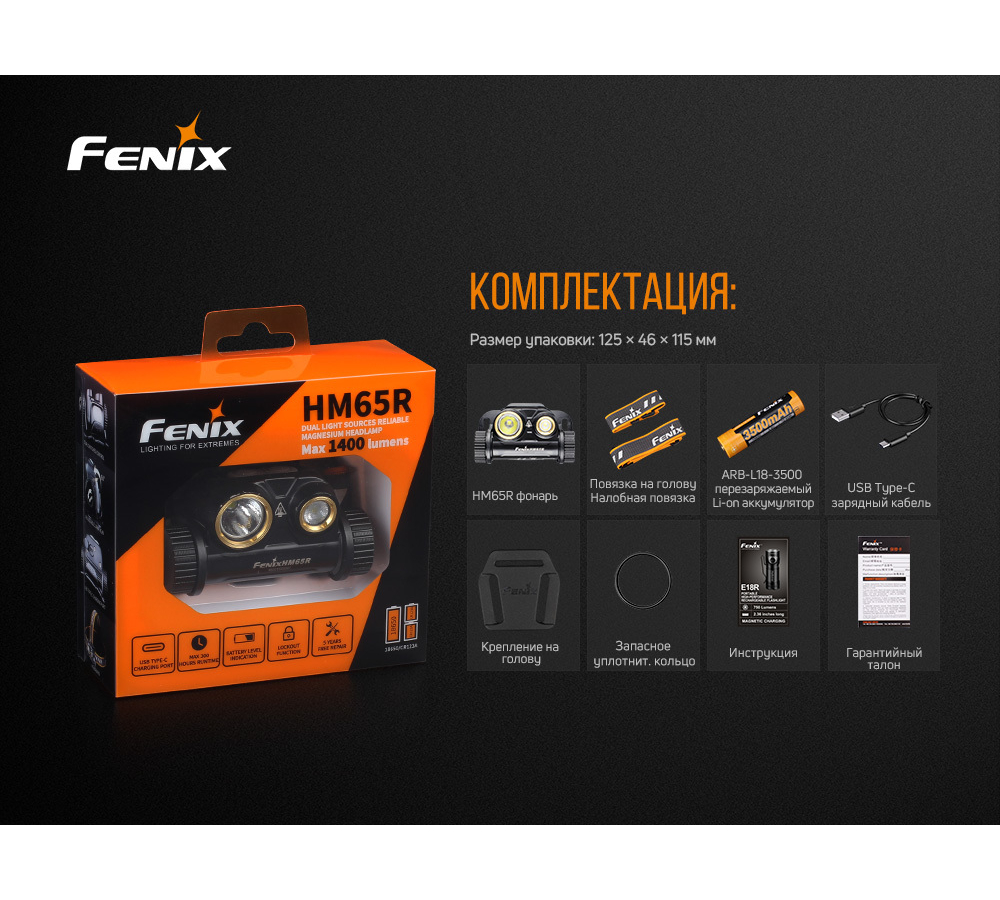 Налобный фонарь Fenix HM65R