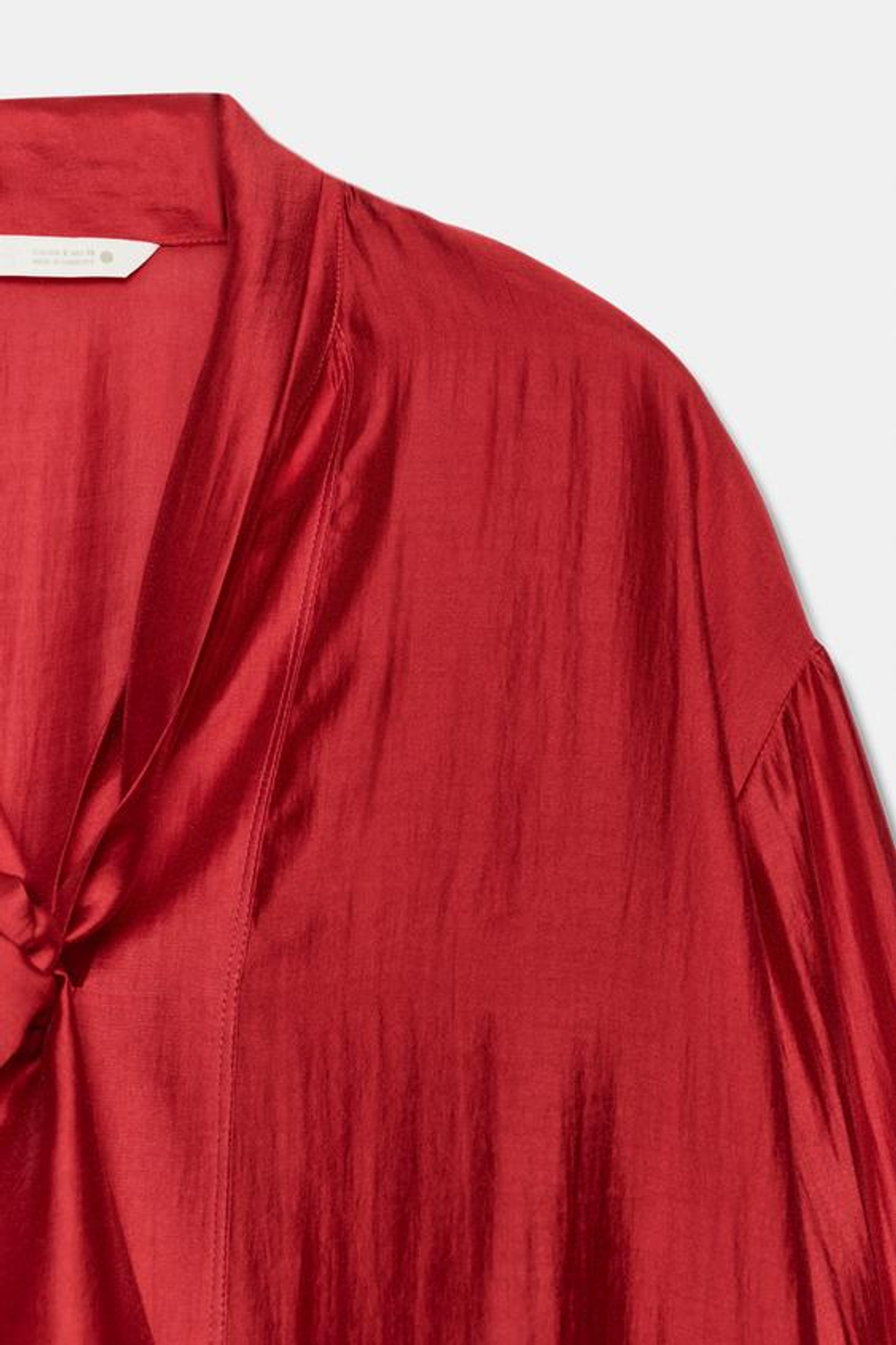 ZARA АТЛАСНАЯ РУБАШКА С ПЛАТКОМ — ZW COLLECTION, КРАСНЫЙ