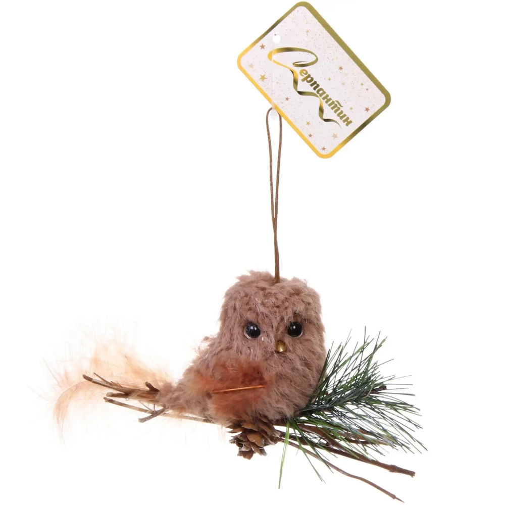 Подвеска «Птичка на веточке» 11 см (в ассортименте), Шампань