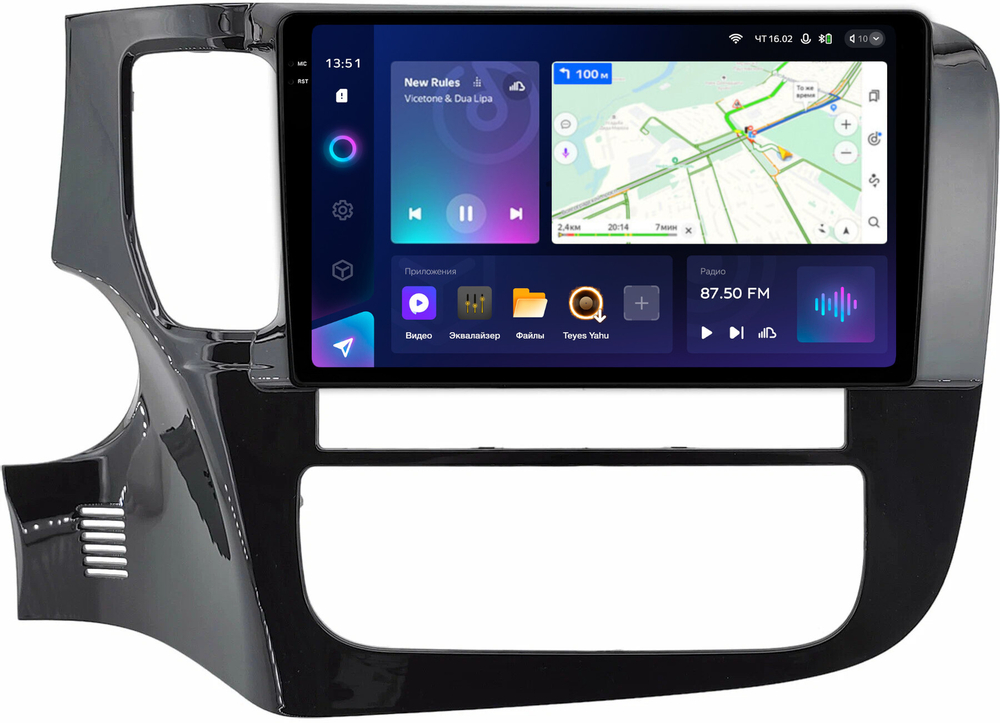 Магнитола для Mitsubishi Outlander 3 2012-2024 (овальный климат, Китай) - Teyes CC3-2K монитор 9.5" 2K QLED на Android 10, ТОП процессор, CarPlay, 4G SIM-слот