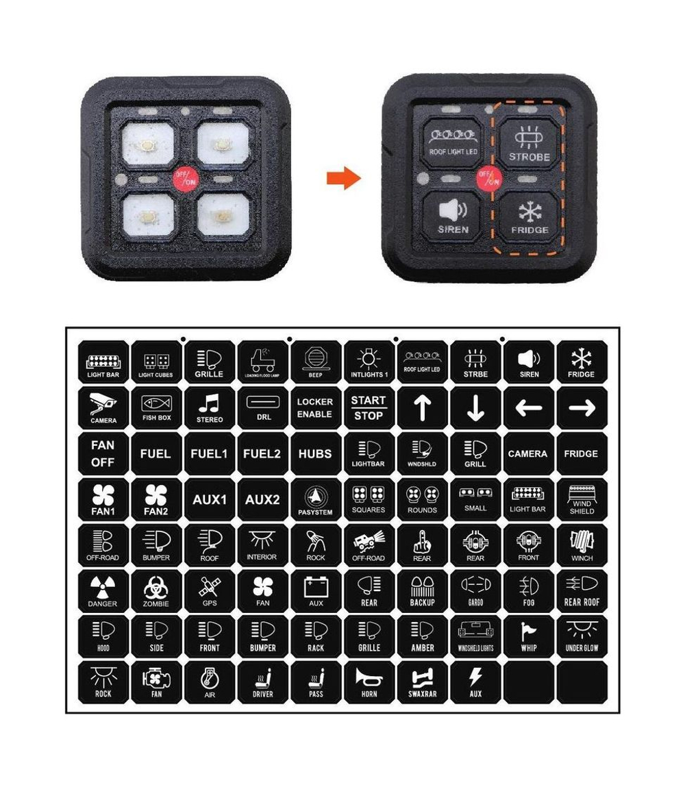 Панель управления (2 ряда, 4 кнопоки, RGB), Marine Rocket