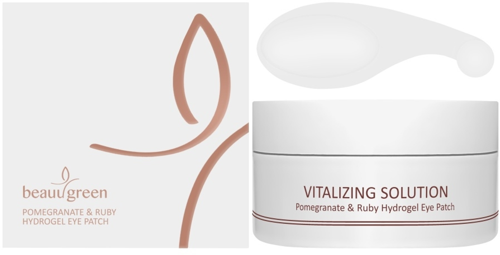 BeauuGreen Pomegranate & Ruby Hydrogel Eye Patch гидрогелевые патчи с гранатом и рубиновой пудрой 60шт