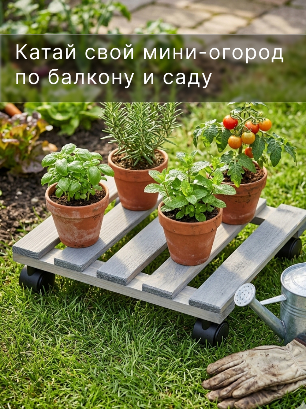 Подставка для цветов, 30х30х7, Флорэль, круглая на колесиках, этажерка, напольное, на подоконник, полка, из массива дерева, серый