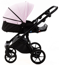 Детская коляска Adamex Nola Deluxe 2 в 1 N-SD101 (РОЗОВ.ЗЕФИР КОЖА + ЧЕРН. КОЖА)