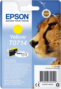 Epson T0714 струйный картридж 1 шт Подлинный Желтый C13T07144022