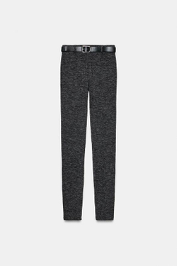 ZARA МЯГКИЕ ЛЕГИНСЫ С ПОЯСОМ, АНТРАЦИТОВО-СЕРЫЙ