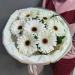 Букет из 7 белых гербер в "облачке"