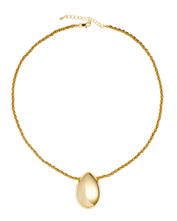 Подвеска крупный гладкий металл золото, металл цепочка