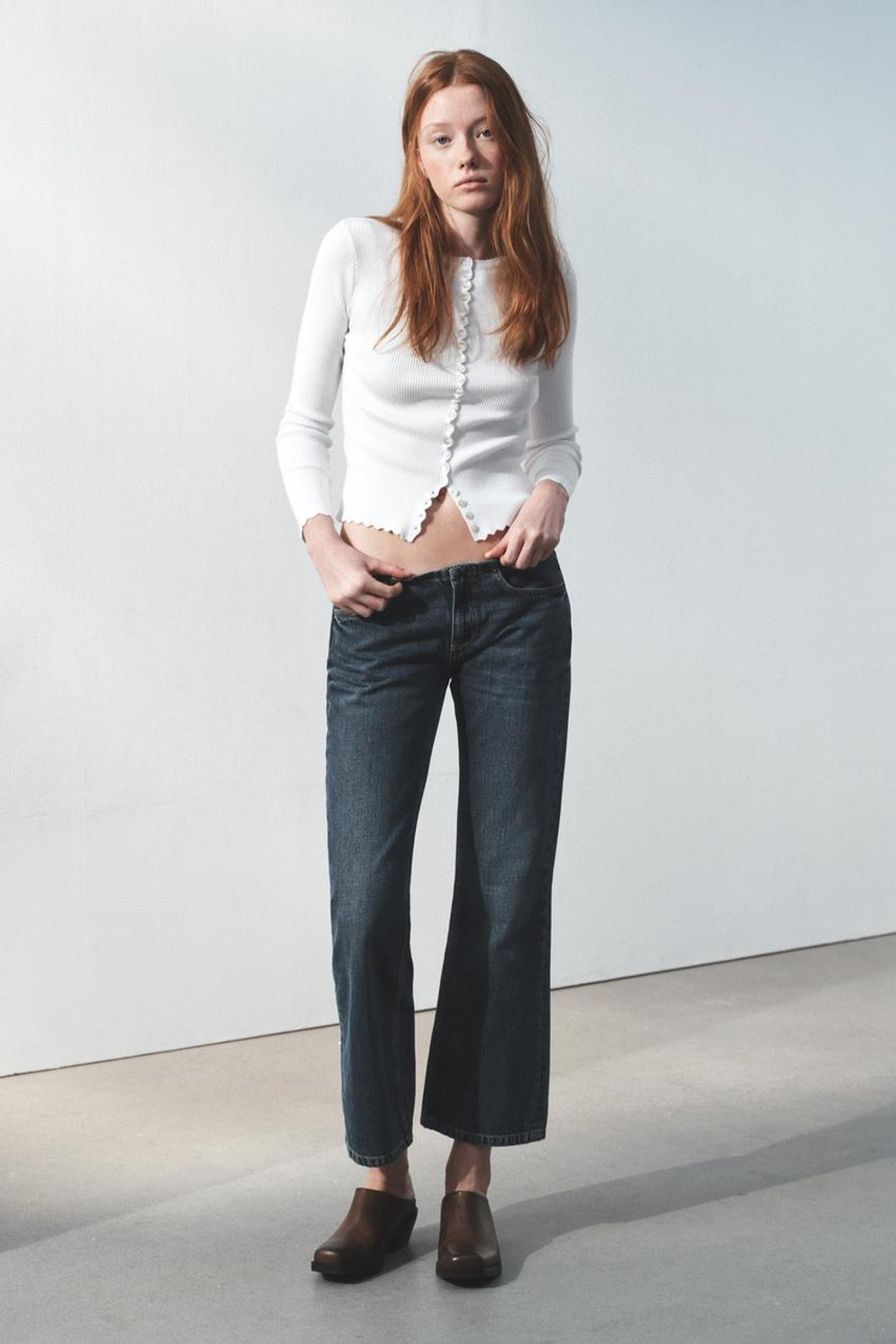 ZARA КАРДИГАН В РУБЧИК, БЕЛЫЙ