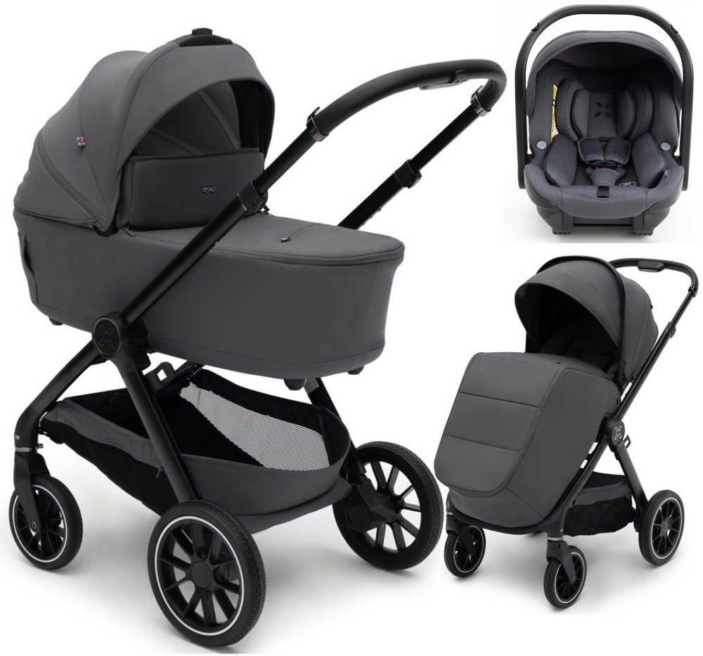 Коляска Agex Prima Pro 3 в 1 с автокреслом i-Team ATG080 Grey APA657 Midnight Grey (Темно-серый)