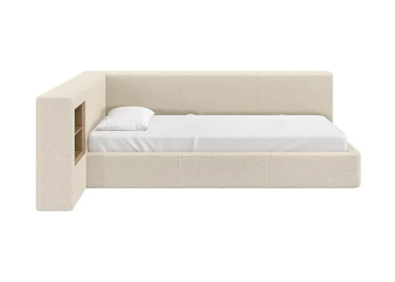 Диван-кровать Cube c нишей M (молочный, букле)