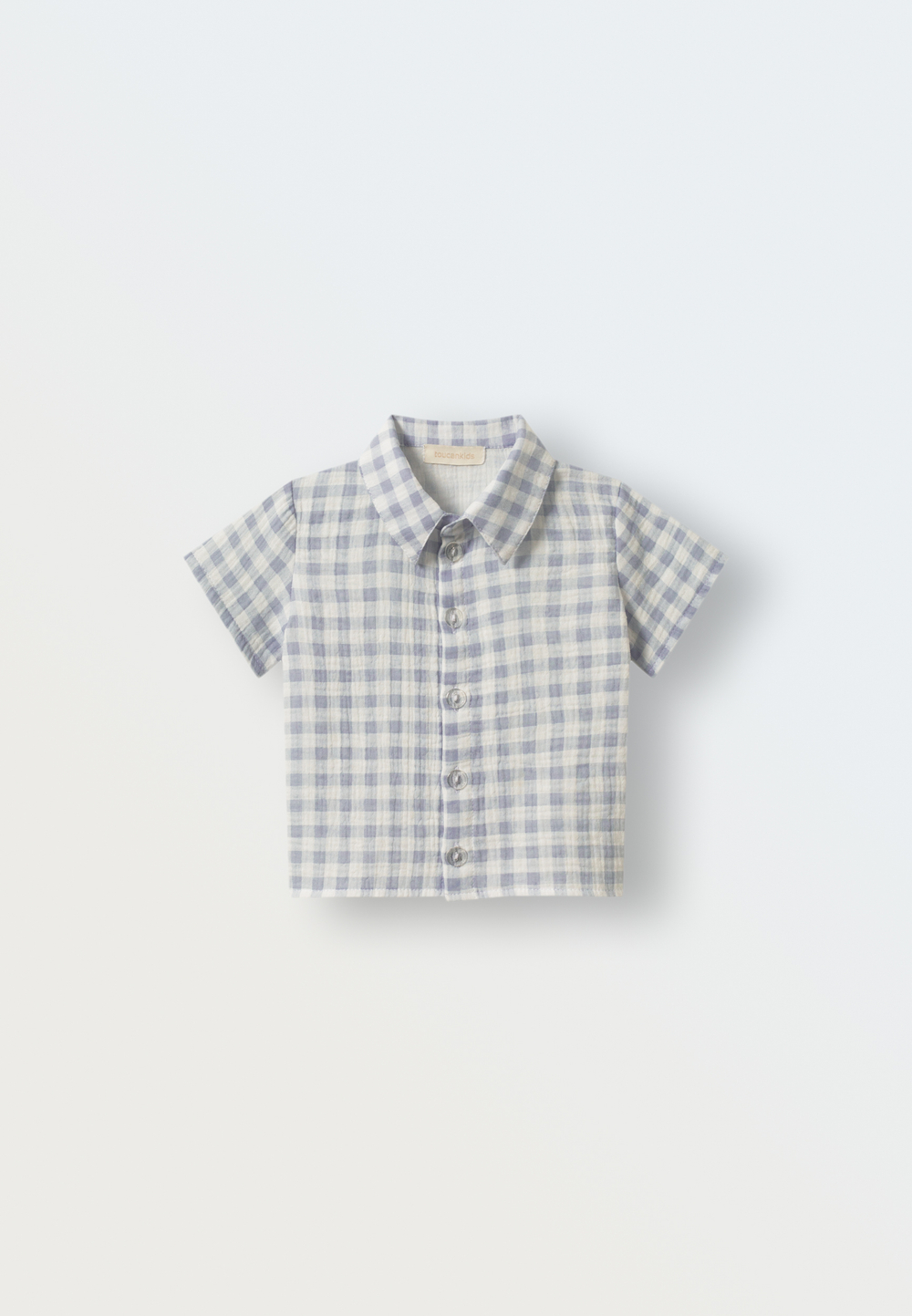 3143-340 Комплект рубашка и шорты из муслина (клетка синяя)