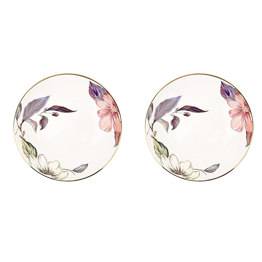 Тарелка (с элементами золота) "Олеандр" 20*20*4см. (min6) (транспортная упаковка)