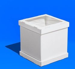 Коробка для торта с окном белая 26х26х30 см