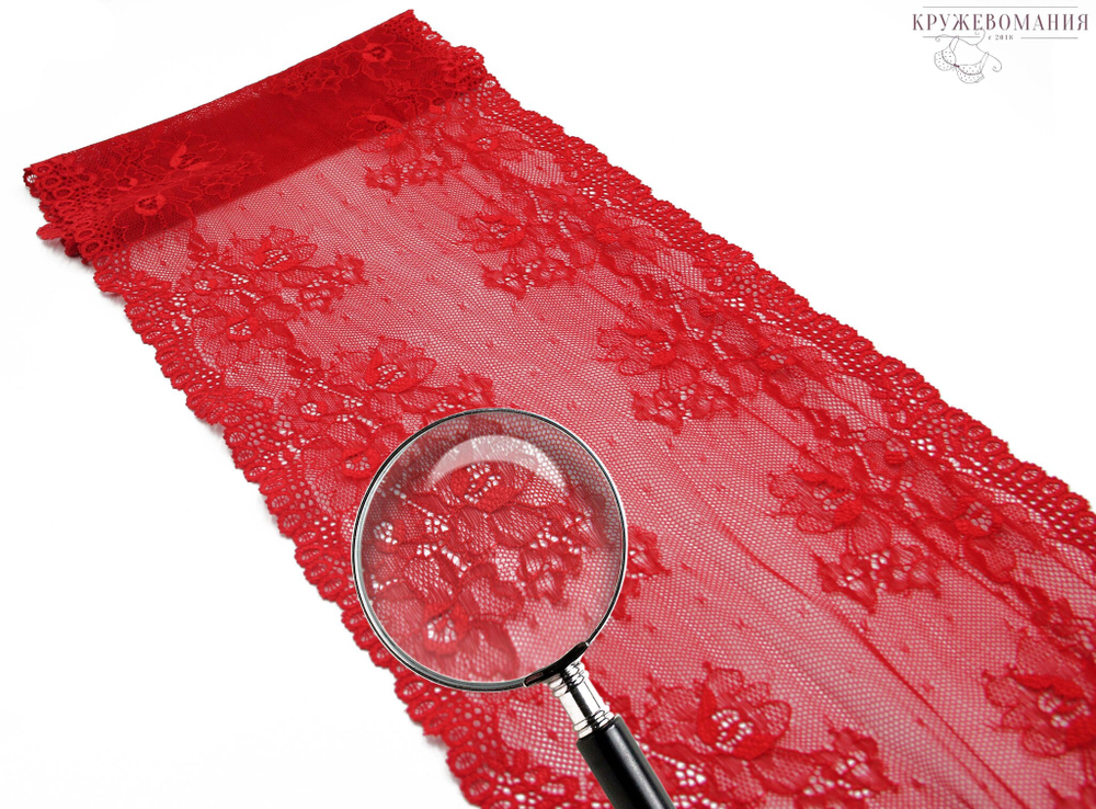 Эластичное кружево, красный, 21 см (Артикул: EK-1009), м