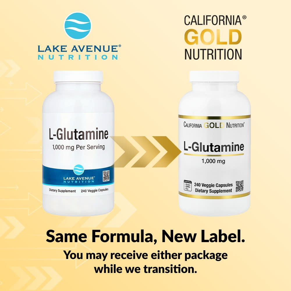 California Gold Nutrition, L-глютамин, 1000 мг, 240 растительных капсул