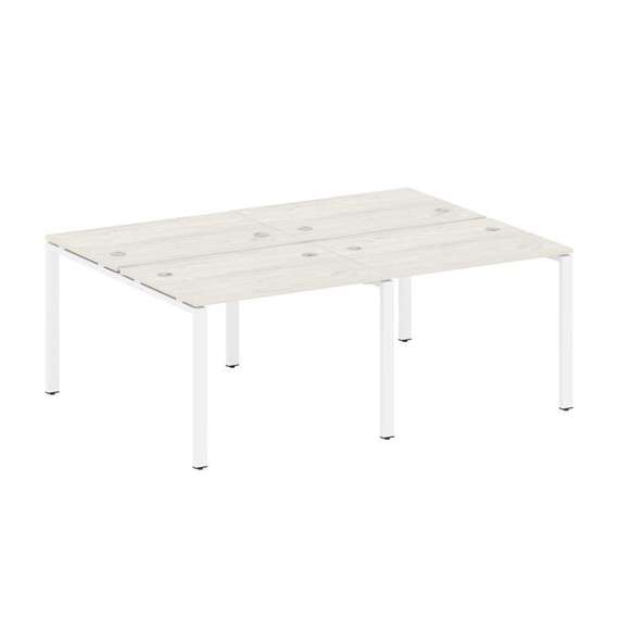 Metal System Рабочая станция на 4 места на П-образном м/к БП.СМ-4.1 Дуб Наварра/Металл Белый 2000*14