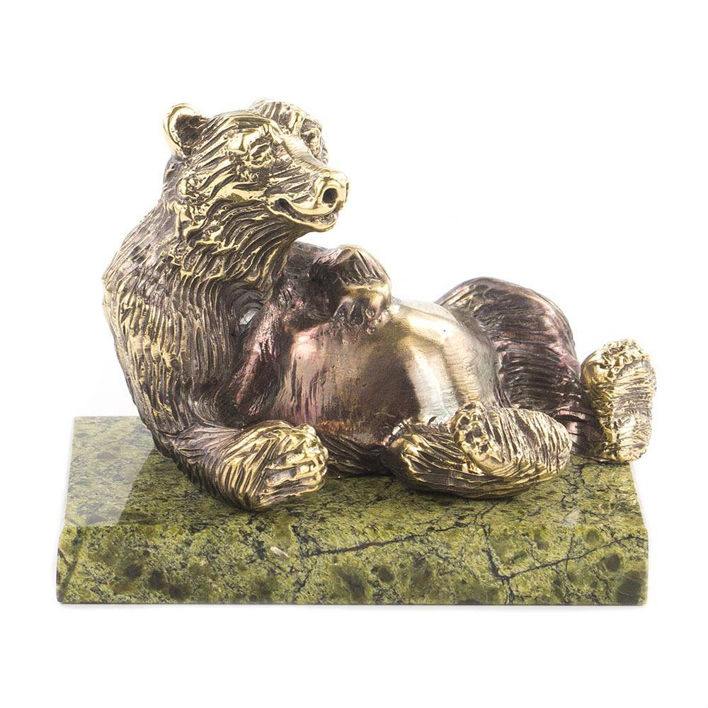 Статуэтка "Медведь лежит" из бронзы и змеевика G 119952