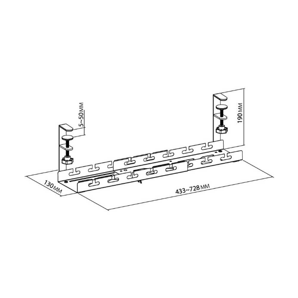 Кабель-канал Cactus CS-CM-700-1BK для столов 72.8x13x19см черный